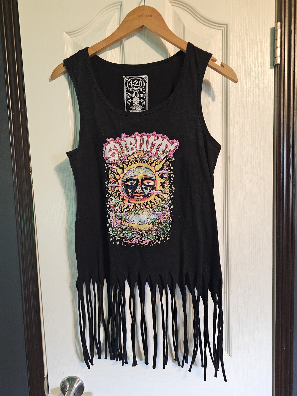 Black Sublime Fringe Tank Top